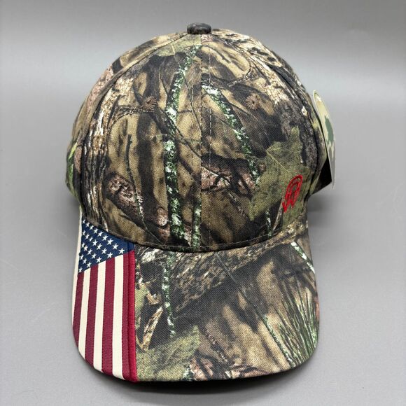 Mossy Oak Outdoor Cap Camo Snapback Hat USA Flag Wreaths Across America Hunting - Picture 1 of 9